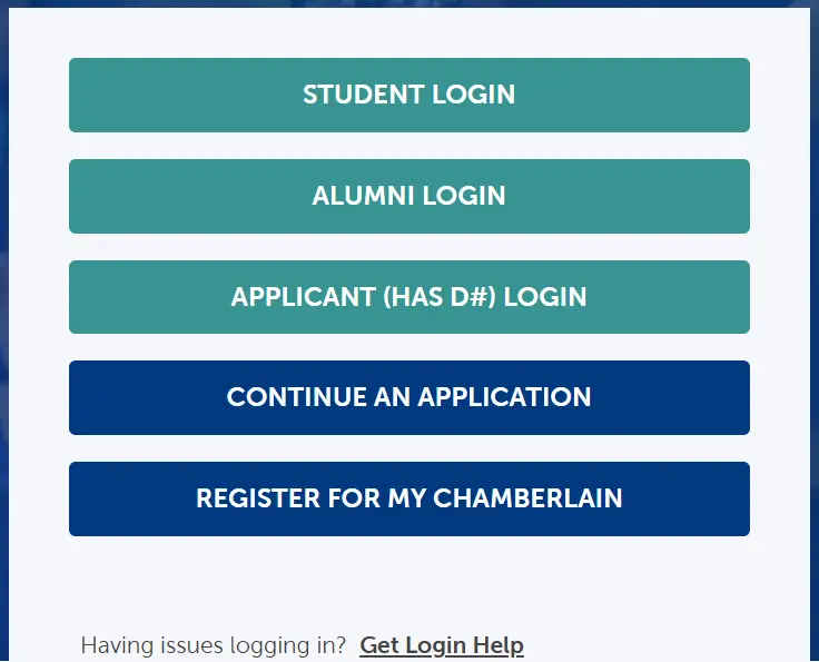 Chamberlain Student Portal Login Tab
