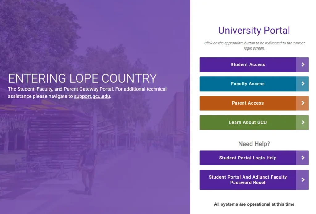 Grand Canyon University Portal for students & faculty