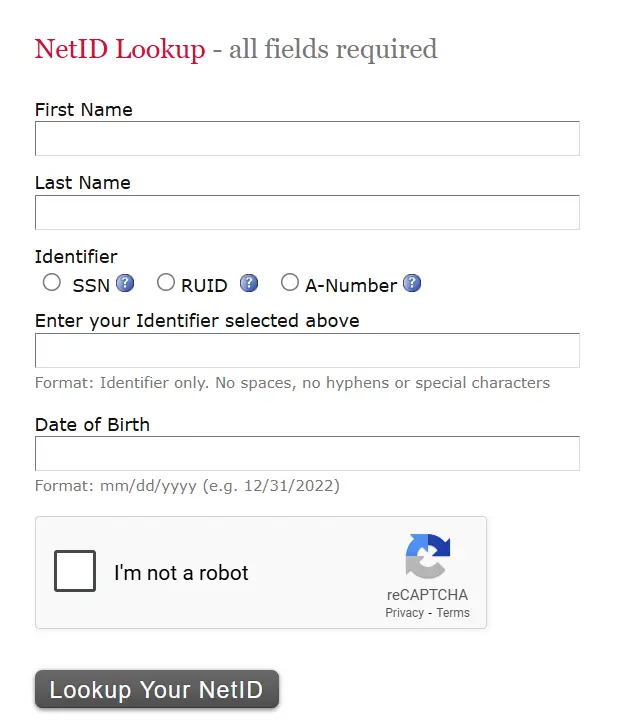 NetID Lookup MyRutgers