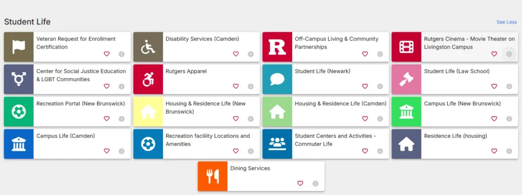 Student Life Section MyRutgers Portal