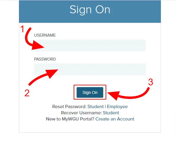WGU Student Portal Sign On Screen
