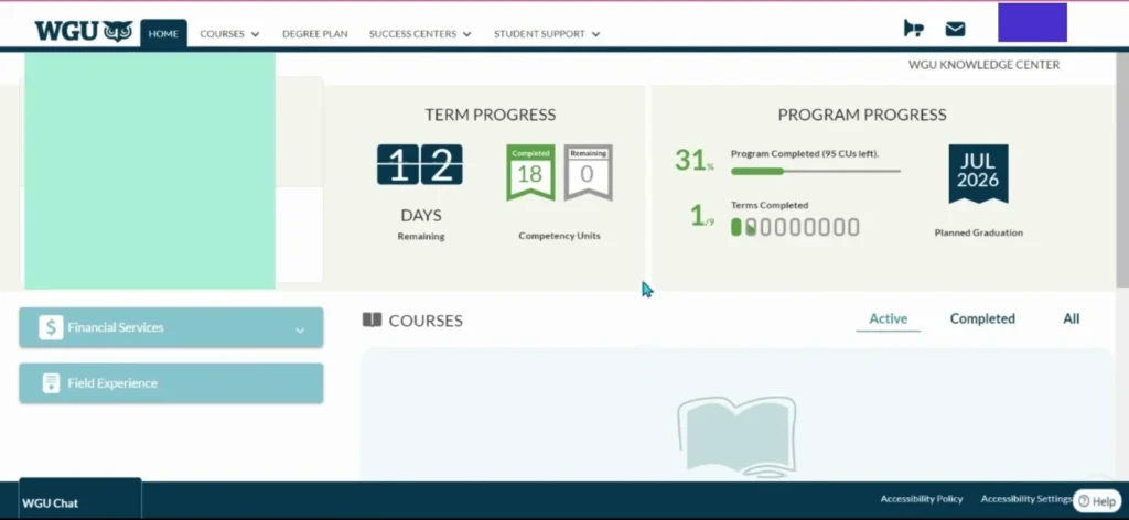 WGu Student Portal Progress Tracking