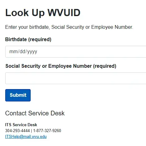 WVUID Lookup