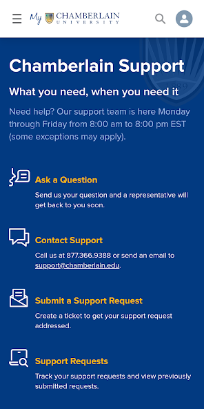 chamberlain student portal support